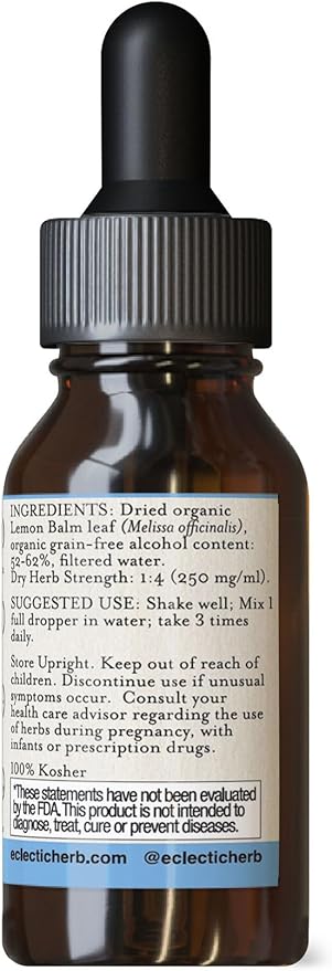Eclectic Herb Organic Lemon Balm Extract - 2 oz - Non-GMO, Gluten-Free, Soy-Free, Dairy-Free - Pure Herbal Extract for Calming and Relaxation-VivaGrace Women