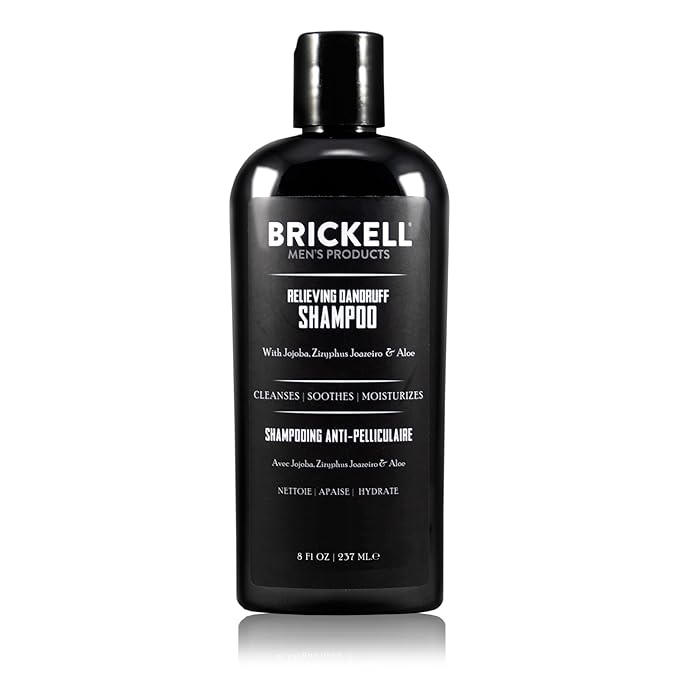 Brickell Men's Relieving Dandruff Shampoo For Men, Natural & Organic, Soothes and Eliminates Dandruff with Ziziphus Joazeiro, Aloe and Jojoba Oil (8 oz)-VivaGrace Women