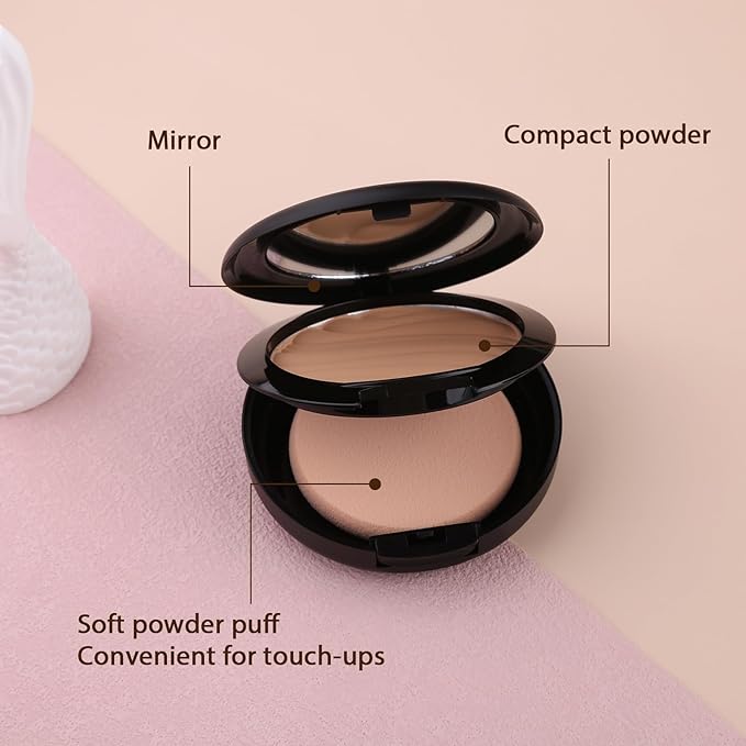 Pressed Face Powder, Flawless and Oil Control Pressed Setting Powder, Long Lasting Matte Finish 2# BEIGE 02-VivaGrace Women
