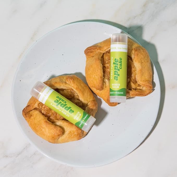 Crazy Rumors Biggie Apple Cake Flavored All Natural, Plant Based Lip Balm to Moisturize and Nourish your Lips - Apple Cake Biggie Tube 0.6 oz (4x Larger than standard 0.15 oz lip balm)-VivaGrace Women