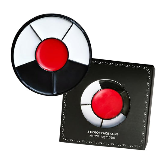 Clown Makeup Kit Face Paint Clown Wheel Black White Red Eye Black Football Softball Baseball Sports,Professional Halloween Joker Zombie Skeleton Vampire Makeup-VivaGrace Women