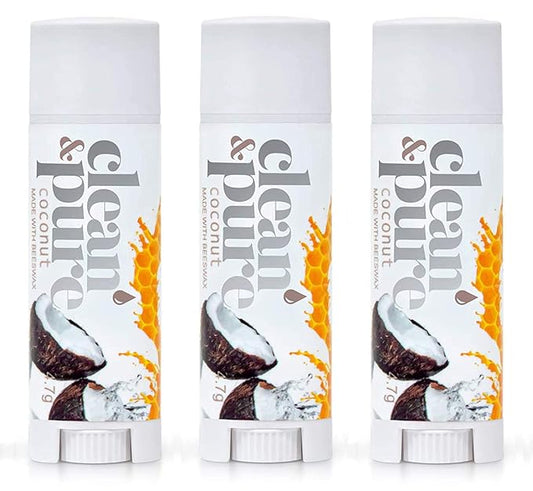 Lip Balm 3-Pack (Coconut) | Lip Care Set With 100% All Natural Beeswax and Vitamin E Oil | Flavored Lip Balm for Dry, Chapped Lips | Made in Australia-VivaGrace Women
