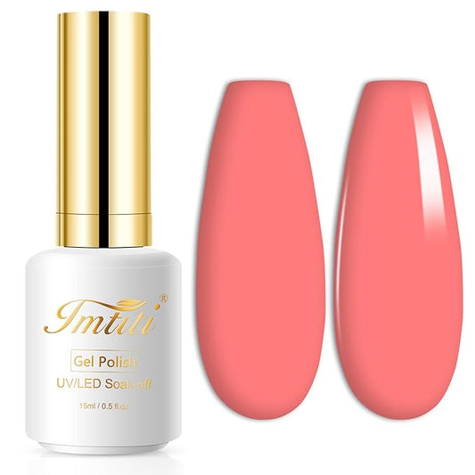 Imtiti Light Coral Gel Nail Polish, 0.5 Fl Oz Coral Orange Color Gel Polish forManicure Salon DIY Nail Art at Home, Gift for Women Girls Spring Summer Gel Polish