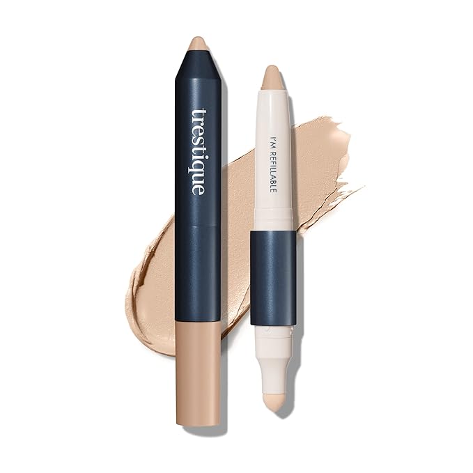 Trestique Concealer Crayon, Refillable Makeup Concealer With Built-In Blending Sponge, Sustainable Under Eye Concealer, Clean Beauty Concealer Makeup-VivaGrace Women