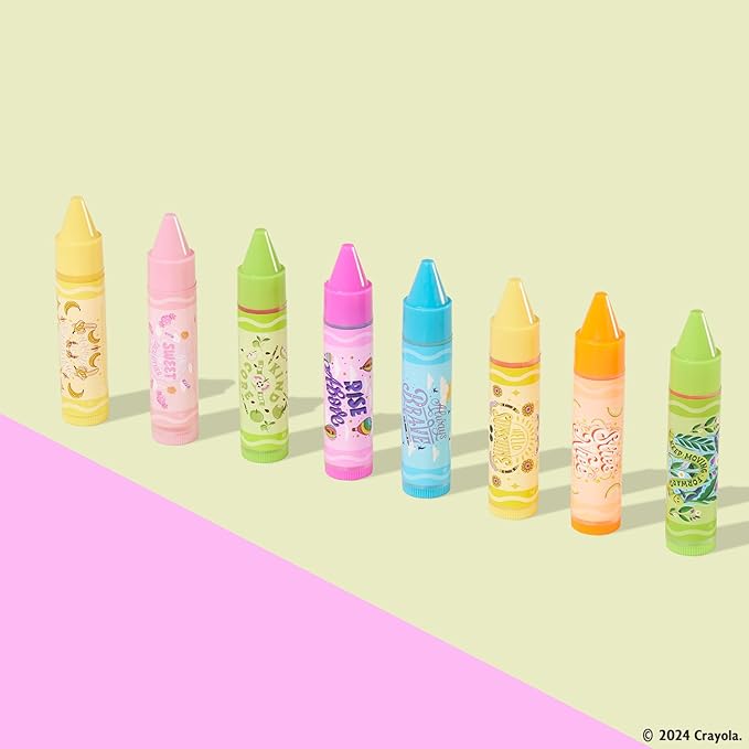 Lip Smacker Crayola Party Pack - 8 Moisturizing Lip Balms, Hydrating & Protecting, Fun Flavors, Glossy Finish, Cruelty-Free - Color of Kindness-VivaGrace Women