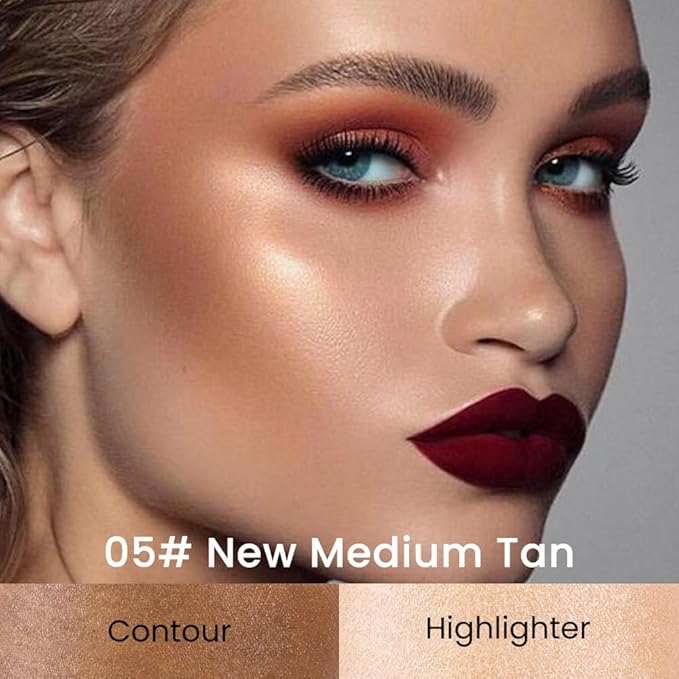 evpct 2in1 Face Shaping & Contouring Stick Cream Contour Concealer Bronzer Stick Makeup Kit for Beginner Face Highlighter Makeup Stick contorno maquillaje de maquillaje profesional,NEW Medium Tan-VivaGrace Women
