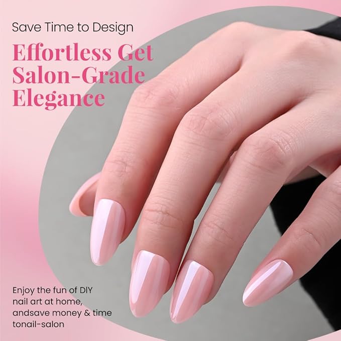 Aurora Chrome Pink Press On Nails Short Almond 30 Pcs, Designer Reusable Acrylic Fake Nails with Glue, Glossy Soft Gel Nails Wedding and Party, Stick On Glue On Nails, Nails fro Women Gift