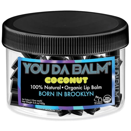 Organic Lip Balm, Coconut Flavor - 100% Natural Lip Moisturizer, USDA Certified - Lip Balm for Dry, Cracked Lips (24 Tube Jar)-VivaGrace Women