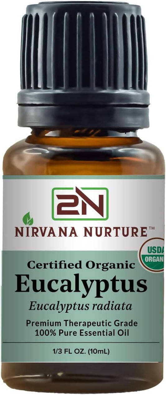 Eucalyptus Essential Oil USDA Certified Organic 100% Pure Premium Therapeutic Grade, Undiluted - Aromatherapy Diffuser for Calm and Relaxation, Skin Care, Hair Care-VivaGrace Women