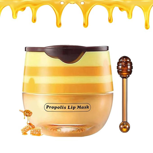 1 PCS Bee Lip Balm Honey Pot, Exfoliating Honey Bee Lip Balm Sleeping Lip Mask Overnight with Sticks, Honey Pot Lip Balm Prevention Dry Hydrating and Crack Lip Scrubs-VivaGrace Women