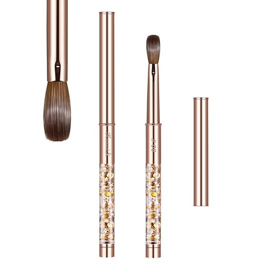 Acrylic Nail Brush Size 8,KEMEISI 100% Pure Kolinsky Nail Art Brushes Sturdy Handle Oval Shaped Acrylic Powder Nail Design Tools for Professional Manicure DIY Home Salon (Gold)-VivaGrace Women