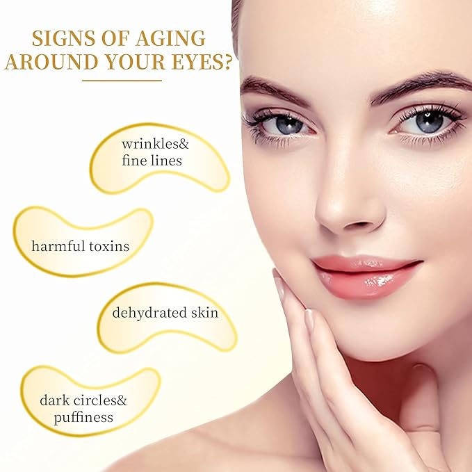 Under Eye Patches - 30 Pairs Under Eye Masks for Dark Circles and Puffiness, 24k Gold Dark Circles Under Eye Treatment for Women, Undereye Gel Patches Under Eye Bags - Reduce Wrinkles Anti-Aging-VivaGrace Women