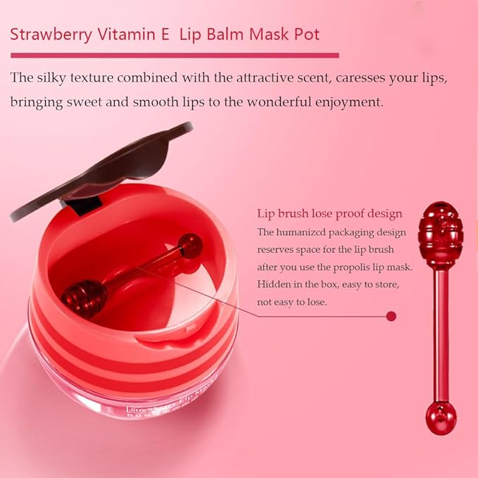 3PCS Bee Lip Balm Honey Pot, Moisturizing Propolis Lip Mask,Hydrating Prevention Dry and Cracked Lip Scrubs Exfoliator,Lip Sleep Mask Reduces Lip Lines Lip Skin Care Products-VivaGrace Women