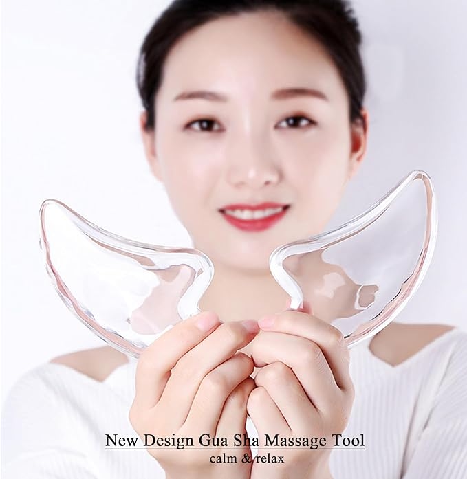 Transparent Gua Sha Facial Tools Natural Resin Face Massage Tool, Body Gua Sha Lymphatic Drainage Massager Fascia Blaster for Cellulite Remove Skin Care, Relieve Muscle Tension and Jawline Sculpting-VivaGrace Women