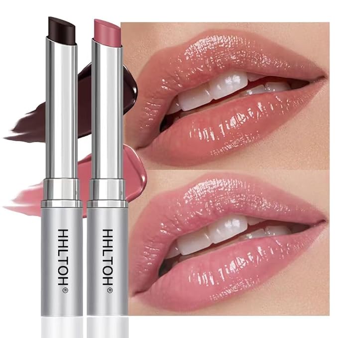 2PCS Honey Tinted Lips Balm Lipstick - Sheer Hydrating Lipstick for All Skin Tones - Moisturizing Lip Balm, Nourishing Lip Balm – Bálsamo Labial Hidratante con Color,Natural Cherry Black & Pink-VivaGrace Women