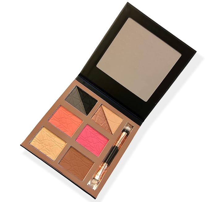 Luxe Light & Loaded Multi-Use Palette | 4-in-1, Eyeshadow, Blush, Contour, Highlight | Mix colors for Custom Blends | Includes Mirror and Dual Brush-VivaGrace Women