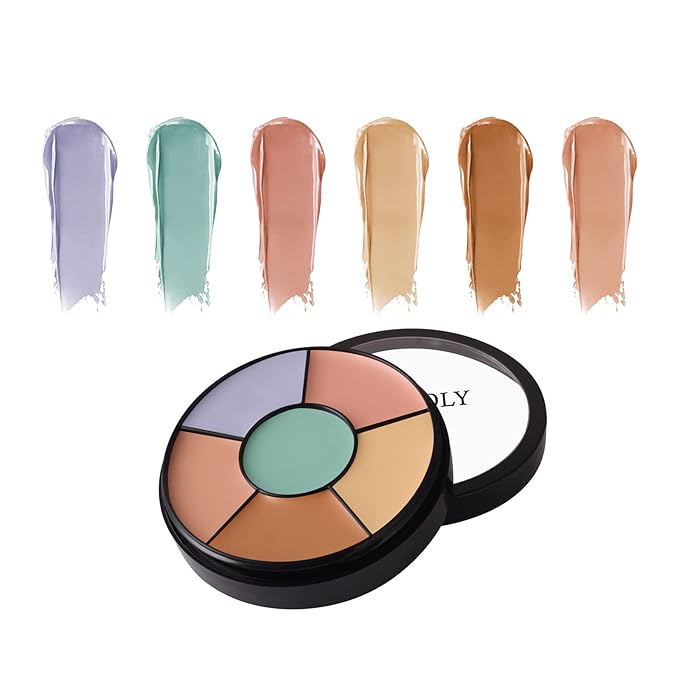 MEICOLY Face Color Correcting Palette, 6 Colors Correctors,Cream Concealer Camouflage Makeup Palette with 8 pcs White Makeup Sponges,Conceals Dark Circles, Blemishes, and Redness,Cruelty Free,Corrector-VivaGrace Women