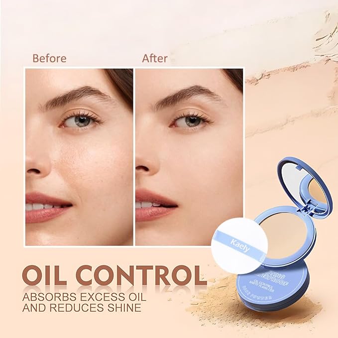 evpct Kaely Oil Control Pressed Face Powder, Get Smooth Flawless Fine Lines and Lightweight Finishing Foundation, Control Shine Long Lasting Waterproof Face Setting Powder Cosmetic, 01 Classic Ivory-VivaGrace Women