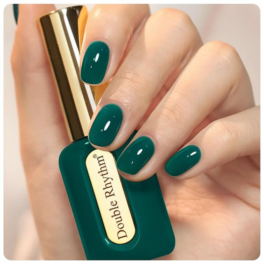 Double Rhythm 0.50 OZ Gel Polish Hema Free Same Color Same Bottle Golden Round Translucent Neutral Natural Milky 15 ML Jelly UV Polish Art DIY at Home (Lake Green-C1459)