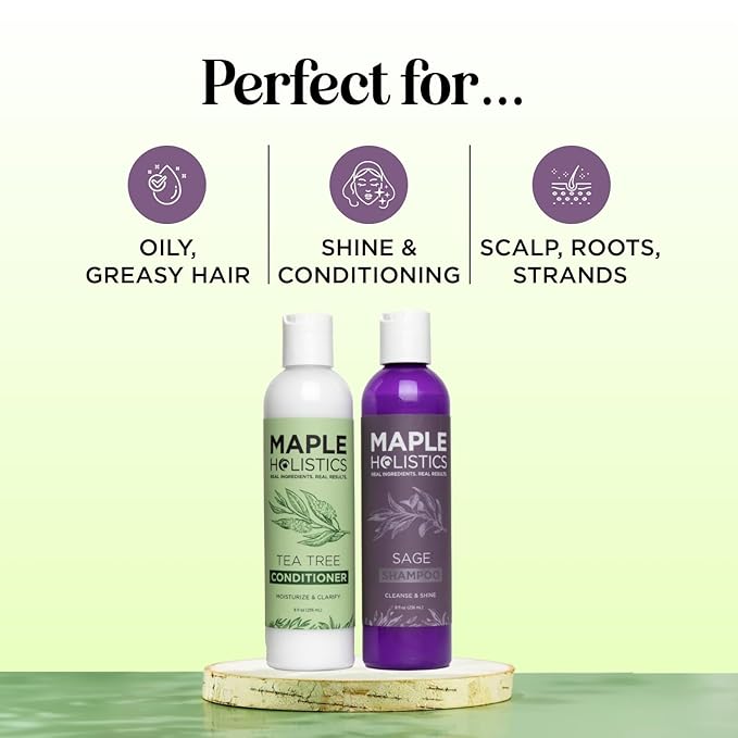 Sulfate Free Shampoo and Conditioner Set - Tea Tree Sage and Rosemary Shampoo and Conditioner for Dry Flaky Scalp Care - Deep Cleansing Color Safe Shampoo and Conditioner for Damaged Dry Hair Care-VivaGrace Women