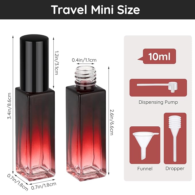 Segbeauty 0.34oz Perfume Atomizer for Travel, 5pcs Glass Refillable Perfume Spray Bottle, 10ml Mini Travel Size Cologne Sprayer Portable, Small Cologne Bottles with Clear Transfer Tool Set-VivaGrace Women