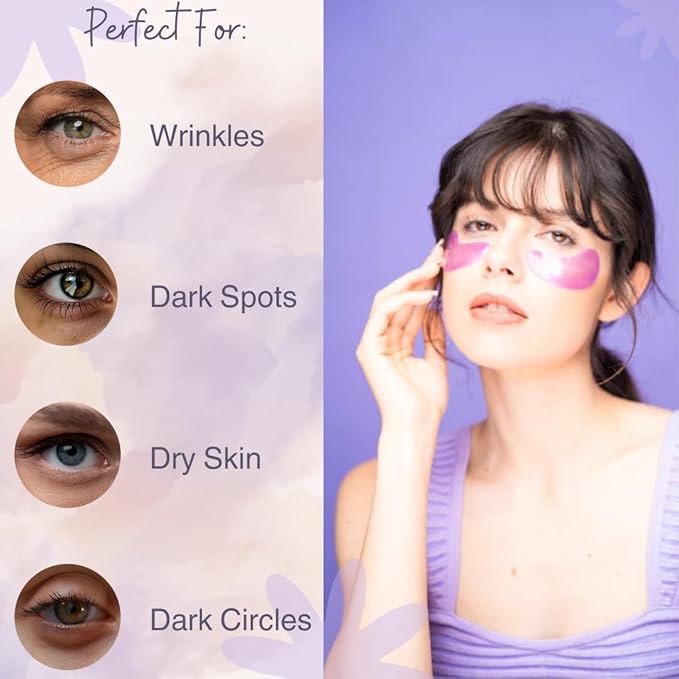 Under Eye Masks (20 Pairs) Collagen & Hyaluronic Acid - Reduce Wrinkles, Dark Circles, Puffy Eyes, Bags, Anti Aging Patches & Face Moisturizer Sensitive Skin Safe- Mothers Day-VivaGrace Women