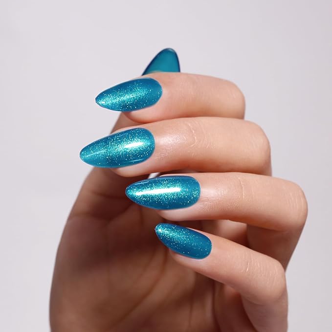 Imtiti Glitter Blue Gel Nail Polish, 0.5 fl oz Shimmer Blue Gel Polish UV/LED Soak Off Nail Design for Spring and Summer