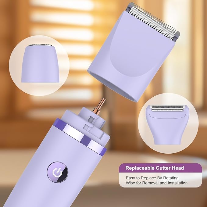 3-in-1 Electric Razor IPX7 Waterproof Bikini Trimmer Wet & Dry Use Painless Personal Trimmer Groomer for Ladies Face Body Legs Bikini Public Hairs Electric Lady Shaver with Replaceable Heads-VivaGrace Women