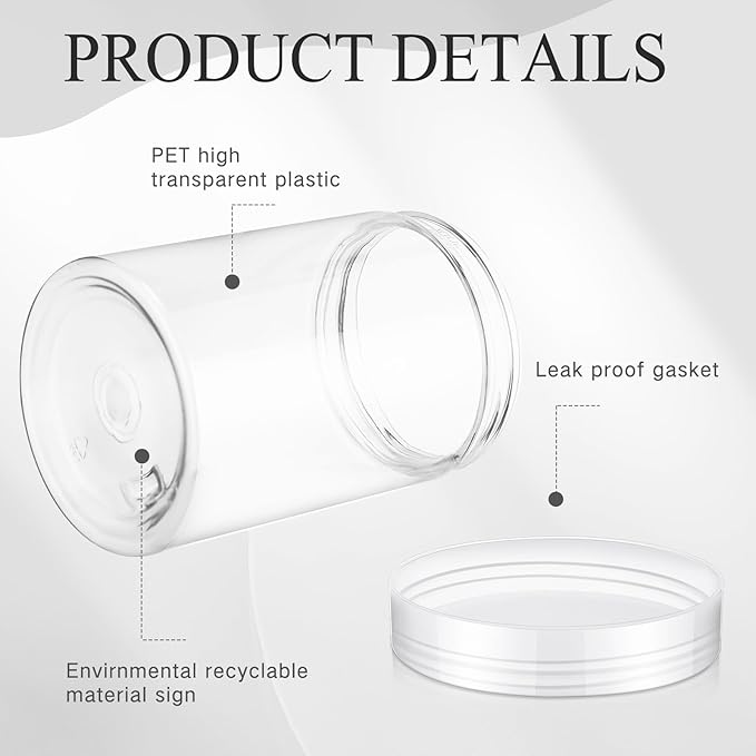 SATINIOR 24 Pieces Empty Clear Plastic Jars with Lids Round Storage Containers Wide Mouth for Beauty Product Cosmetic Cream Lotion Liquid Butter Craft and Food(Clear Lid,10 oz)-VivaGrace Women