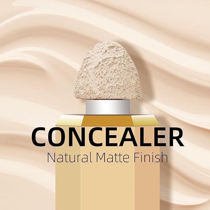 Liquid Concealer Makeup, Full Coverage Concealer, Cream Face Concealer with Cushion Applicator, Highly Pigmented, Natural-Looking, Hydrating, Waterproof Concealer (#04 Ivory)-VivaGrace Women