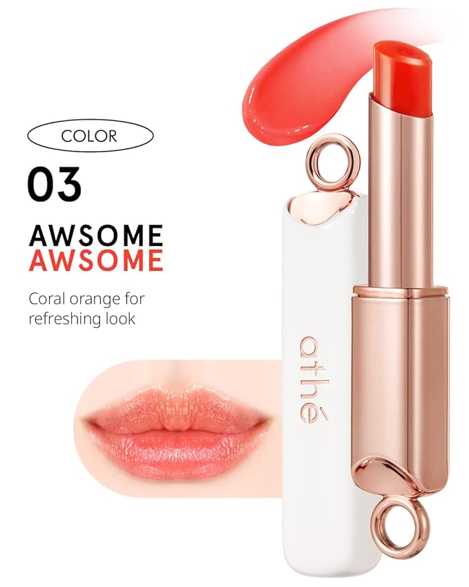 ATHÉ Authentic Lip Balm 03 AWESOME (Tinted), Lightweight Wear & Plumping Lips without Stickiness, Moisturizing & Nourishing Plant-Based Vegan Chapstick for Dry, Petrolatum Free, Cruelty-Free-VivaGrace Women