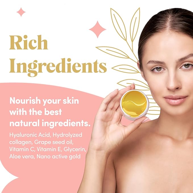 24K Gold Collagen Under Eye Mask - Bright Eyes Anti Aging Treatment-VivaGrace Women