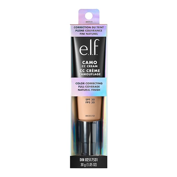 e.l.f. Camo CC Cream, Color Correcting Medium-To-Full Coverage Foundation with SPF 30, Light 210 N, 1.0 Oz (30g)-VivaGrace Women