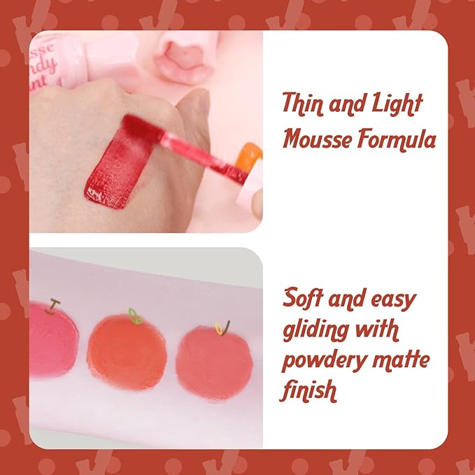 THESAEM Saemmul Mousse Candy Tint #9 Peanut Mousse - High Pigment Matte Finish Long Lasting Lip Stain with Honey Extracts to Hydrate Lips - Weightless & Smudge-Proof, 0.3 fl.oz.-VivaGrace Women
