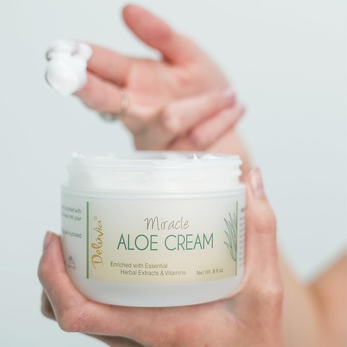 Deluvia Miracle Aloe Cream | Face & Body Moisturizer with Vitamin E & Organic Aloe Vera (2 Ounce (Pack of 1), Unscented)-VivaGrace Women