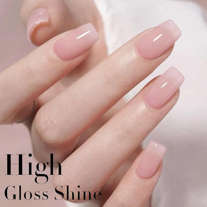 Double Rhythm Gel Polish Translucent Sheer Neutral Natural Light Milky Same Color Same Bottle 15ML Jelly Polish Art DIY at Home (Baby Pink-A1376)-VivaGrace Women