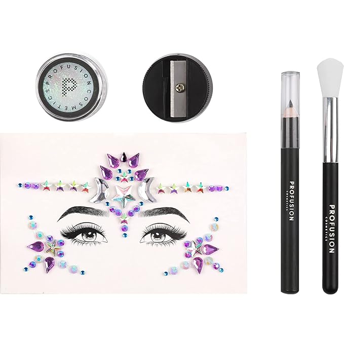 Profusion Cosmetics 5-pc Makeup Look Book, Long Lasting Eye Makeup for Women Eye Brightening Pressed Glitter with Eyeshadow Brush and Black Eyeliner, Easy To Clean and Convenient Makeup Sharpener-VivaGrace Women
