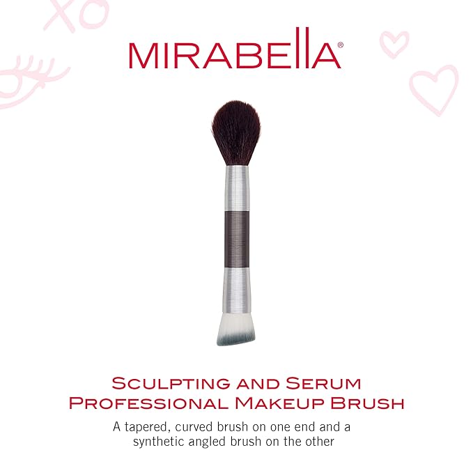 Mirabella Perfecting & Sculpting Duo Foundation Brush, Professional Makeup Brush Collection, Cruelty-Free Synthetic Bristle Brush, Hand-Sculpted Brushed Aluminum Handle Blending Brush for Makeup-VivaGrace Women