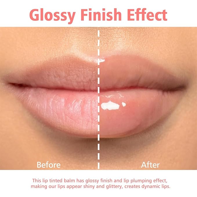 GECOMO Lip Glowy Balm, Moisturizing Lip Gloss, Nourishing Glossy Transparent Plumping Oil, Non-sticky Tinted Toot Lip Balm for Lip Care (GRAPEFRUIT) 0.35oz-VivaGrace Women