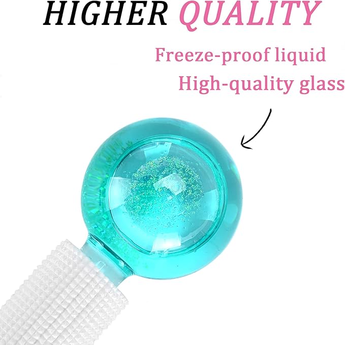 Ice Globes for Facials- Freezer Free Face Rollers with Essence for Daily Beauty Routines, Skin Massagers Globes Durable Quartz Glass for Reduce Puffiness Skin Cooling (Update Green)-VivaGrace Women