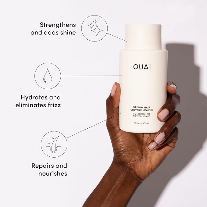 OUAI Medium Hair Shampoo & Conditioner Set, Travel Size - Hydrating Shampoo & Conditioner - With Coconut Oil, Babassu, Kumquat Extract & Keratin - Sulfate, Paraben & Phthalate Free (3 Oz)-VivaGrace Women