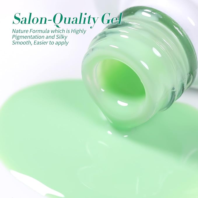 Born Pretty Gel Nail Polish Green Series,Jelly Transparent Gel Nail Polish, Cat Magnetic Eye,Shimmer Glitter Holographic Green Gel Polish Kit for Salon Manicure and Nail Art DIY at Home 6PCS 7ml-VivaGrace Women