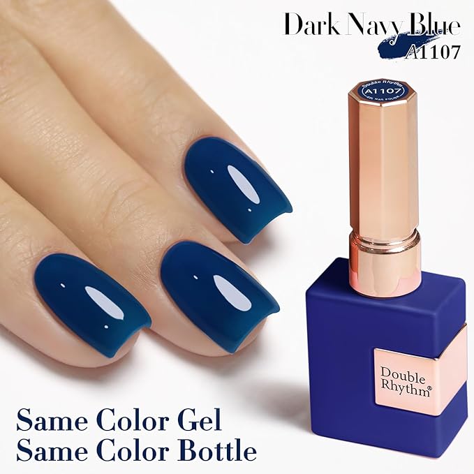 Double Rhythm 0.5Oz Navy Blue Gel Polish Sheer Neutral Natural Light Milky Same Color Same Bottle 15ML Jelly UV Nail Art DIY at Home (Navy Blue-A1107)-VivaGrace Women