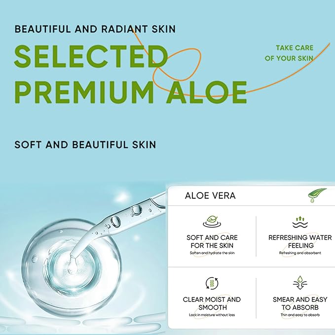 Aloe Vera Daily Skin Care Set Daily Moisturizing & Nourishing Fresh Aloe Essence Skin Care Set Vitamin Essence Six-piece Set For Valentine's Day And Festival Day-VivaGrace Women