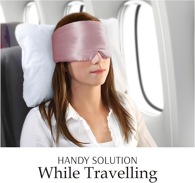 Zenssia 100% Mulberry Silk Sleep Mask Eye Mask for Man and Woman with Adjustable Headband, Full Size Large Sleep Mask & Blindfold for Total Blackout for All Night Sleep, Travel & Nap- Light Plum-VivaGrace Women