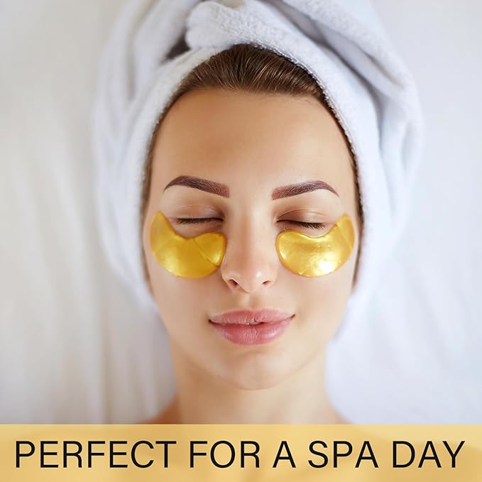 25 Paris Under Eye Patches Eye Mask for Puffy Eyes, Reducing Dark Circles, Anti-Aging & Refreshing, Collagen Eye Mask Eye Pads for Skin Care, 24K Gold-VivaGrace Women