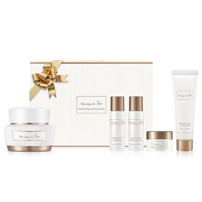 Sooryehan SAGA OF SOO BOTANICAL ENERGY AGE DELAY CREAM GIFT SET (150 ml / 5.07 Fl Oz) - Korean Skin Care by LG BEAUTY. Botanical Energy Cream, Boosting Toner, Balancing Moisturizer, Foam Cleanser.-VivaGrace Women
