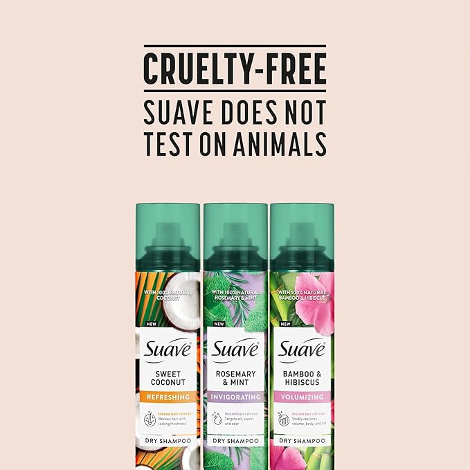 Suave+ Dry Shampoo Spray Variety 3-Pack – Invigorating Rosemary & Mint, Volumizing Bamboo & Hibiscus + Refreshing Sweet Coconut, 4.3 Oz Ea-VivaGrace Women