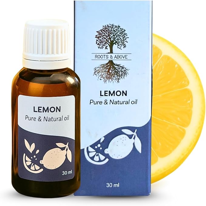 Roots & Above Pure Natural Lemon Essential Oil 1.01 oz/30ml Cold Pressed Oils for Skin, Hair, Massage, Diffusers & Candle Making-VivaGrace Women