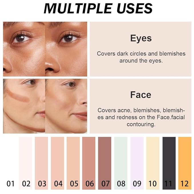 Kaely Color Correcting Concealer,Cream Pot Concealer Full Coverage,under Eye Concealer Palette for Conceals Dark Circles,Waterproof Foundation Face Makeup,06 Light Coffee-VivaGrace Women